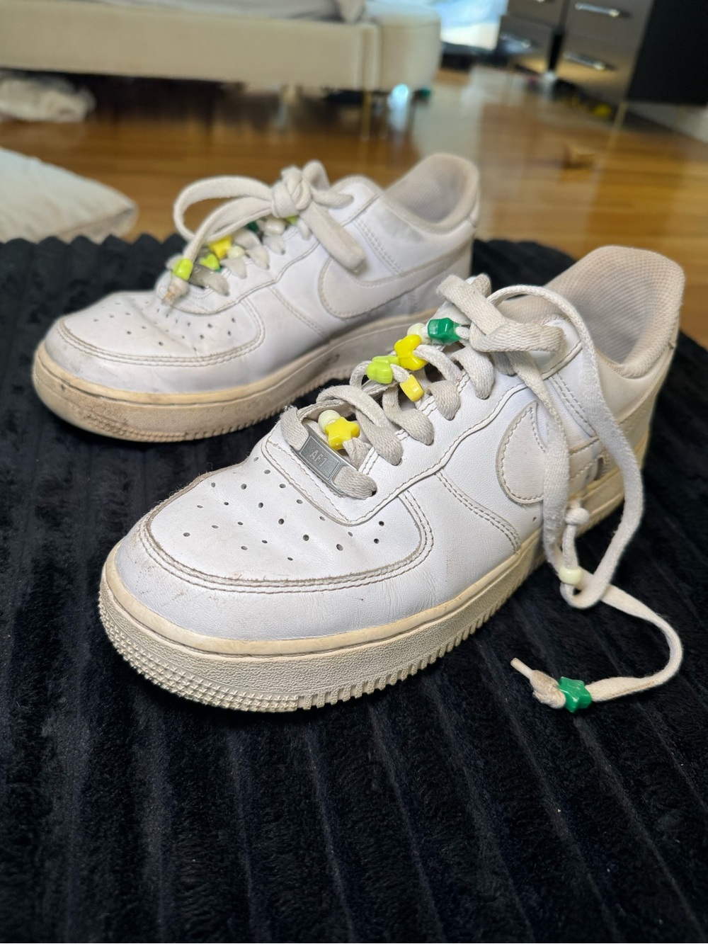 Nike Air Force 1 ‘07 Low Triple White Women’s Size 8 AF1 Beaded Laces